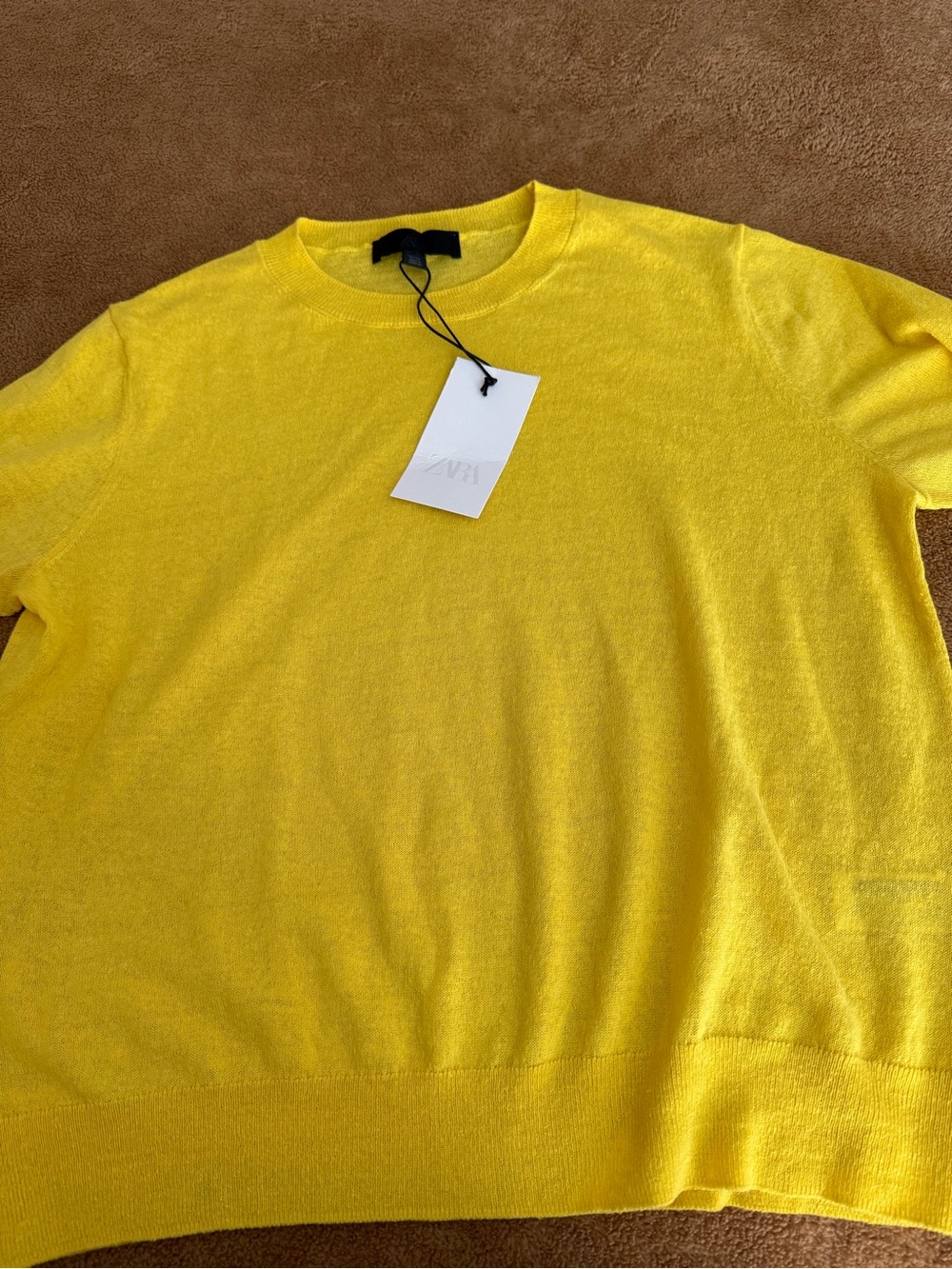 Zara knit  Bright Yellow Crewneck Sweater Sz L NWT